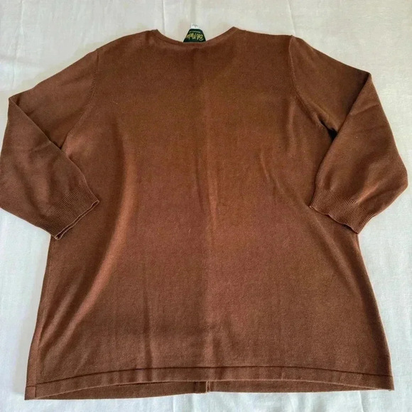 Bob Mackie Wearable Art Knit Cardigan Sweater Brown Sequins Button Long sleeve L - Picture 7 of 7